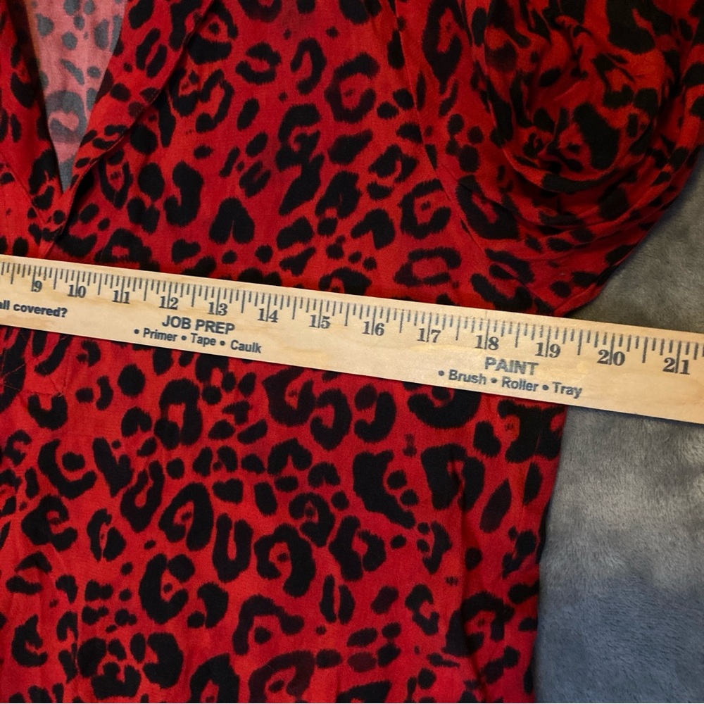 Karen Kane Red and Black Leopard Print Blouse - Picture 6 of 15